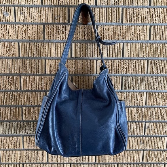 A. Bellucci Blue Leather Shoulder Bag with Side Pockets - Picture 4 of 9